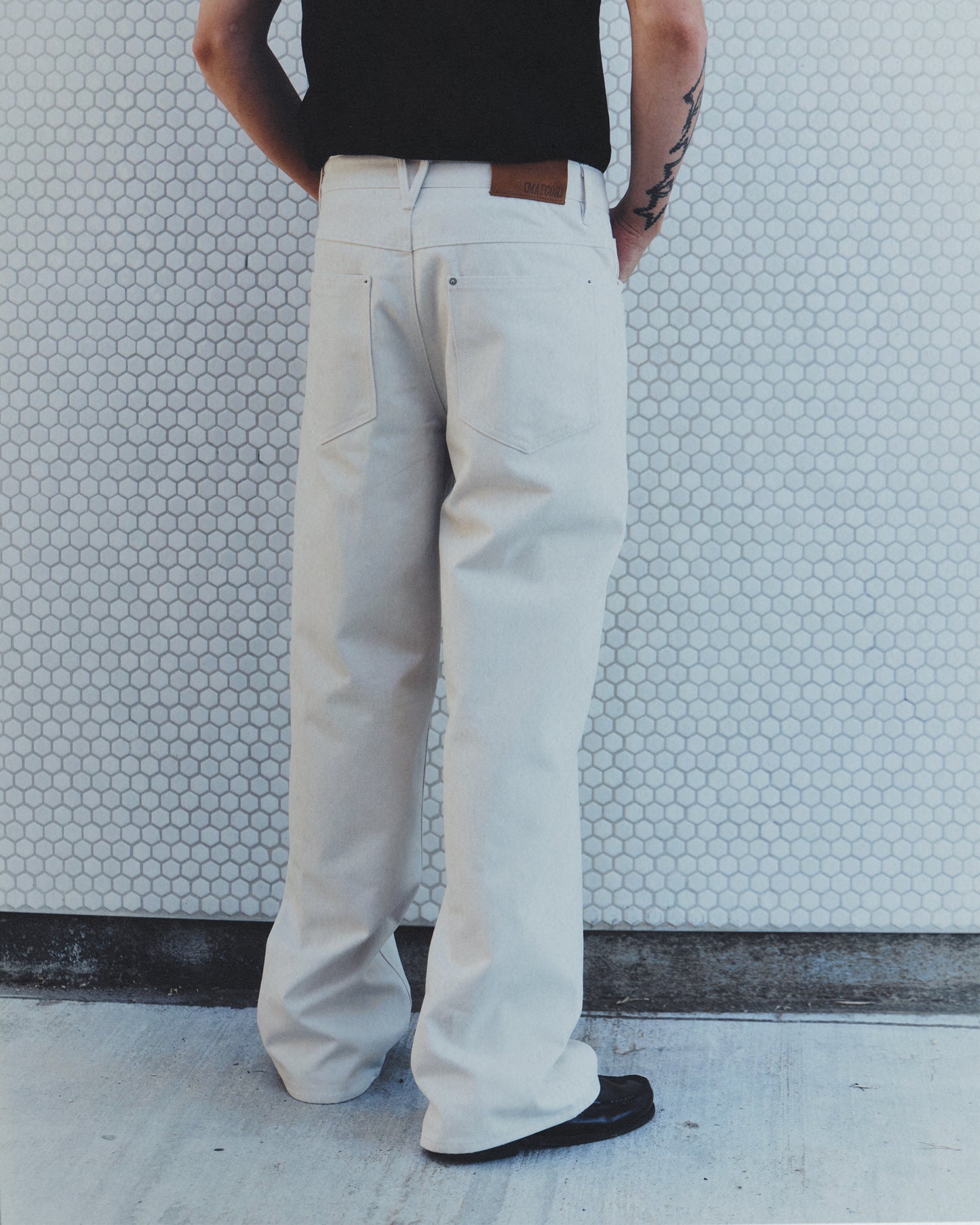 RAW DENIM JEANS - BONE
